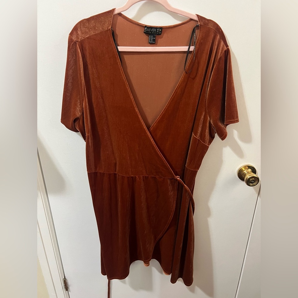 Elegant Rust Wrap Dress